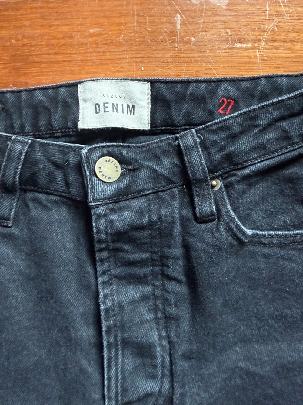 Sezane Denim Black Straight Leg Jeans